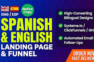 design english or spanish landing page and conversion funnel