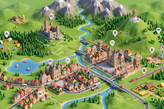design custom tourist map, travel map, destination, street and urban maps