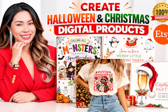 create halloween digital products, and christmas digital products templates