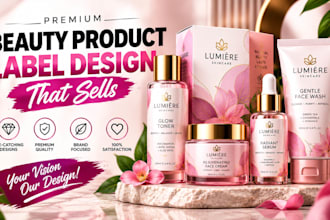 design skincare, cosmetic and beauty product labels with 3d mockup