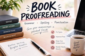 proofread your book or manuscript for grammar, spelling and typos