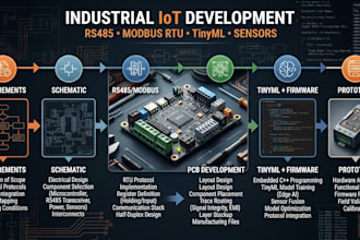 develop rs485 modbus rtu pcb with tinyml, sensors and iot industrial iot pcb