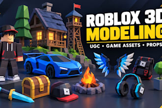 create custom roblox 3d models, game assets, props and roblox ugc accessories