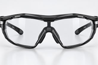 create sports eyewear tech packs, cad drawings, flat sketches and sunglasses