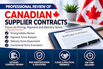 review canadian supplier contracts for pricing, payment and delivery terms