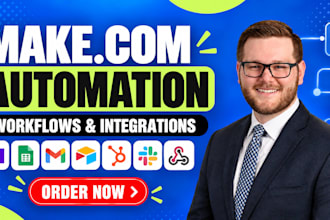 build make com automation, api in integrations, workflows and scenarios