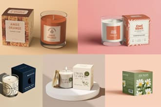 design luxury candle label and premium candle box packaging