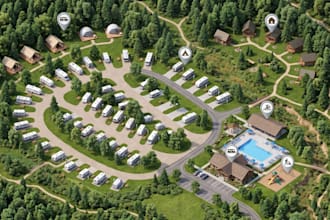 create custom 3d interactive rv park, campground and campsite map