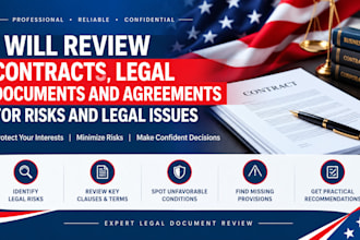 review contracts, legal document and agreements for risks and legal issues