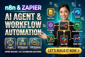 build custom ai agent n8n ai agent ai chatbot and ai automation developer zapier