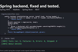 build or fix your java spring boot backend and rest API