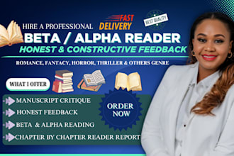 beta read critique novel, romance, fantacy book with honest feedback