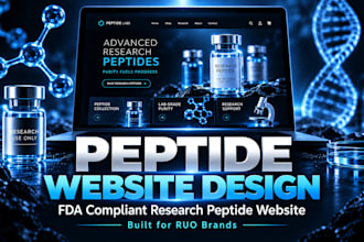 design peptide website, fda compliant research peptide website using woocommerce