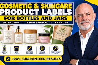 design cosmetic and skincare product labels for bottles and jars