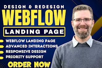 design fully responsive landing page, one page website, webflow landing page