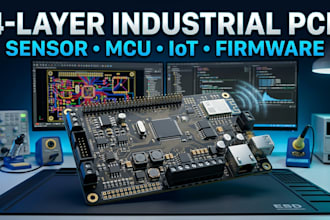 design 4 layer industrial pcb, sensor, mcu, iot, kicad, altium and  firmware