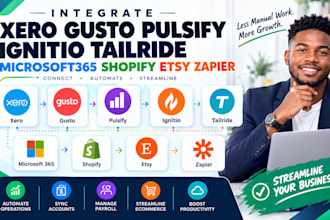 integrate xero gusto pulsify ignitio tailride microsoft365 shopify etsy zapier