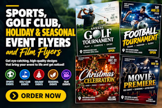 design sports golfclub event flyer and holiday seasonal event flyers film flyers