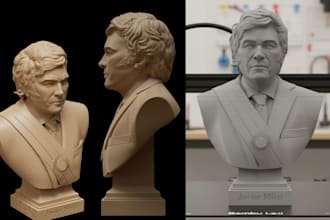 3d model, print and paint a custom bust of you, your pet or a character