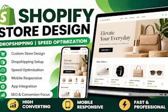 do shopifywebsite designs, dropshipping store, shopify speed optimization