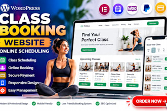 build wordpress class booking website, online scheduling, responsive design
