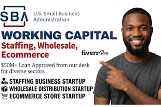 prepare a sba 7a working capital plan cash flow for staffing wholesale ecommerce