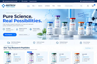 build premium compliant shopify peptide website, research peptide store with coa