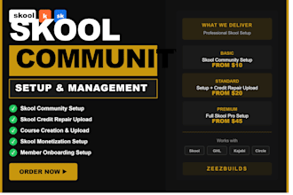 do skool community setup skool credit repair skool online course skool setup