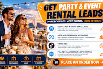 party rental leads events rental marketing wedding party lead rental google ads