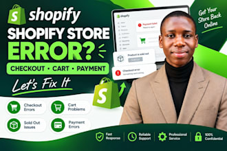 fix shopify checkout, product sold out, cart and payment errors