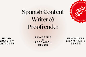 write, proofread, and edit high quality articles in spanish