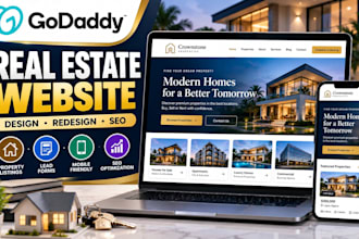 design a godaddy real estate website for agents and property businesses