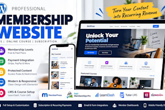 build wordpress lms website with memberpress, elementor and paid membership