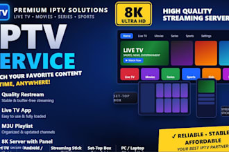 configure best m3u playlist, restream, live TV app, 8k server with panel