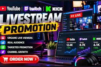 promote twitch and youtube livestreams with organic live viewers