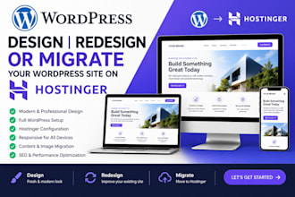 design, redesign or migrate your wordpress website on hostinger