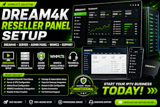 setup reseller panel dream4k, server setup, admin server, whcms, with support