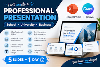 create a professional presentation for school, university or business
