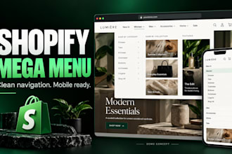create a shopify mega menu with mobile navigation and collections