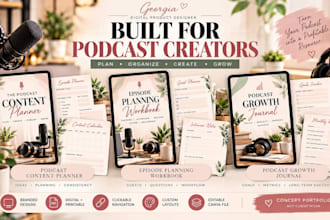 design a branded podcast content planner digital product for fourth wall website