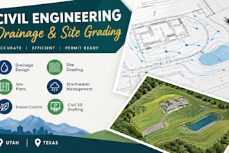 design civil engineering drainage, site grading in utah texas