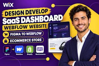 design develop saas dashboard webflow website, figma to webflow, ecommerce store