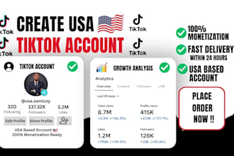 create USA tiktok account US account for tiktok monetization