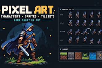 do 2d pixel art character pixel animation pixel sprite sheet tileset