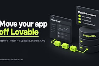 migrate lovable cloud base44 replit app to django aws vercel supabase postgresql
