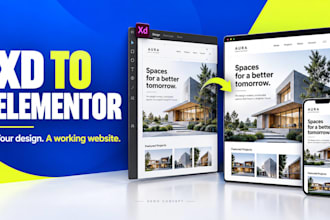 convert xd to elementor and build a responsive wordpress website