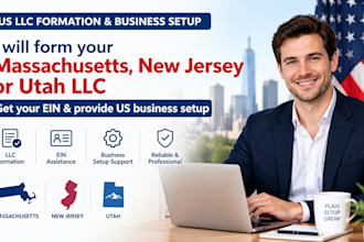 form your massachusetts, new jersey or utah llc and ein and US business setup