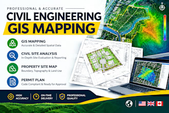 civil engineering gis mapping, civil site analysis, property site permit plan