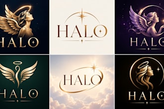 design a professional angel, spiritual, heavenly, celestial,  elegant halo logo