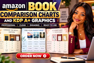 design amazon book comparison charts and KDP a plus graphics